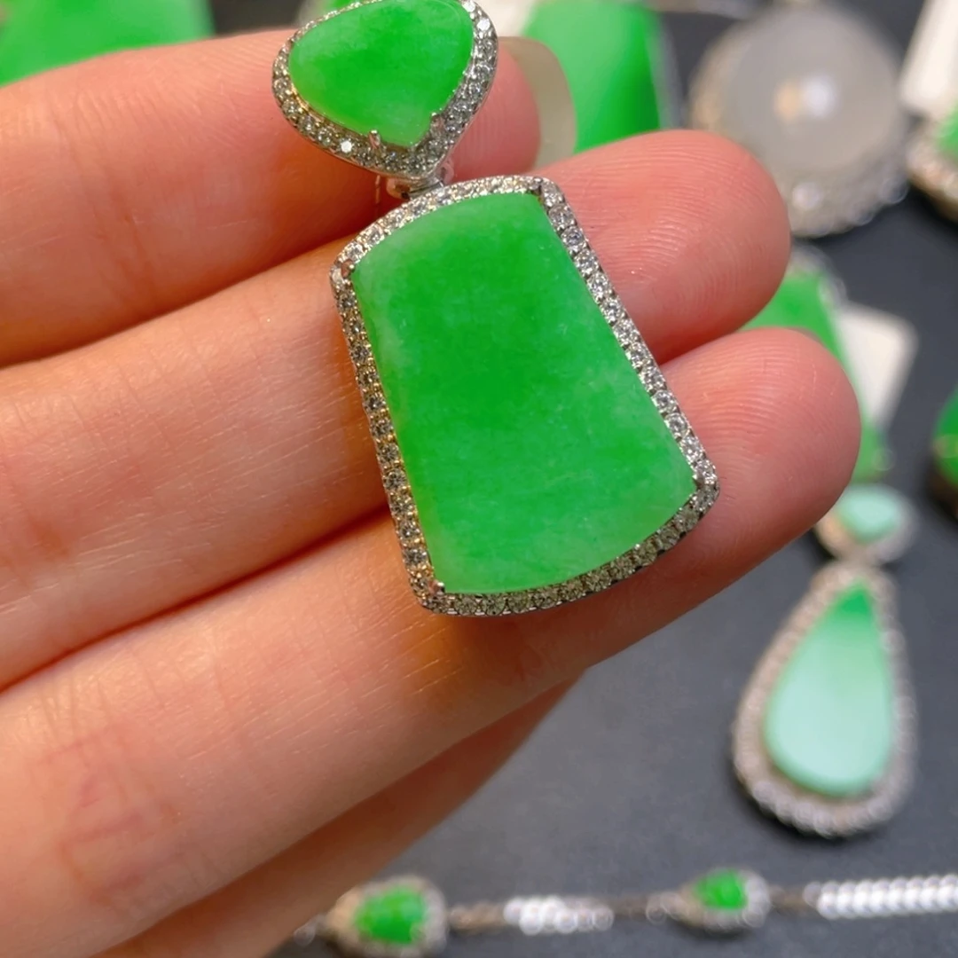 翡翠银S925镶嵌吊坠(不含链)