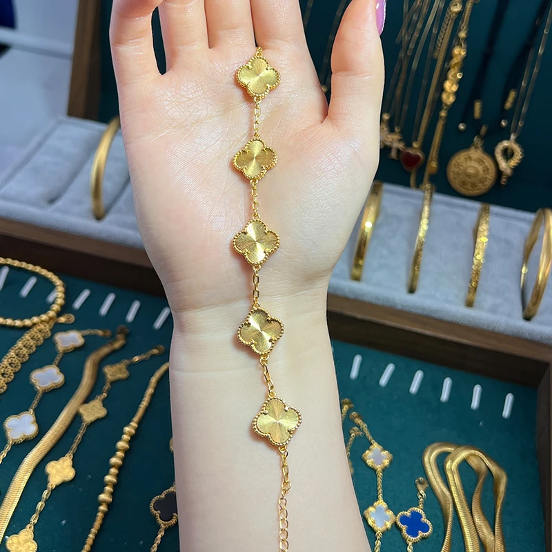 （四店）18K  镭射四叶草手链