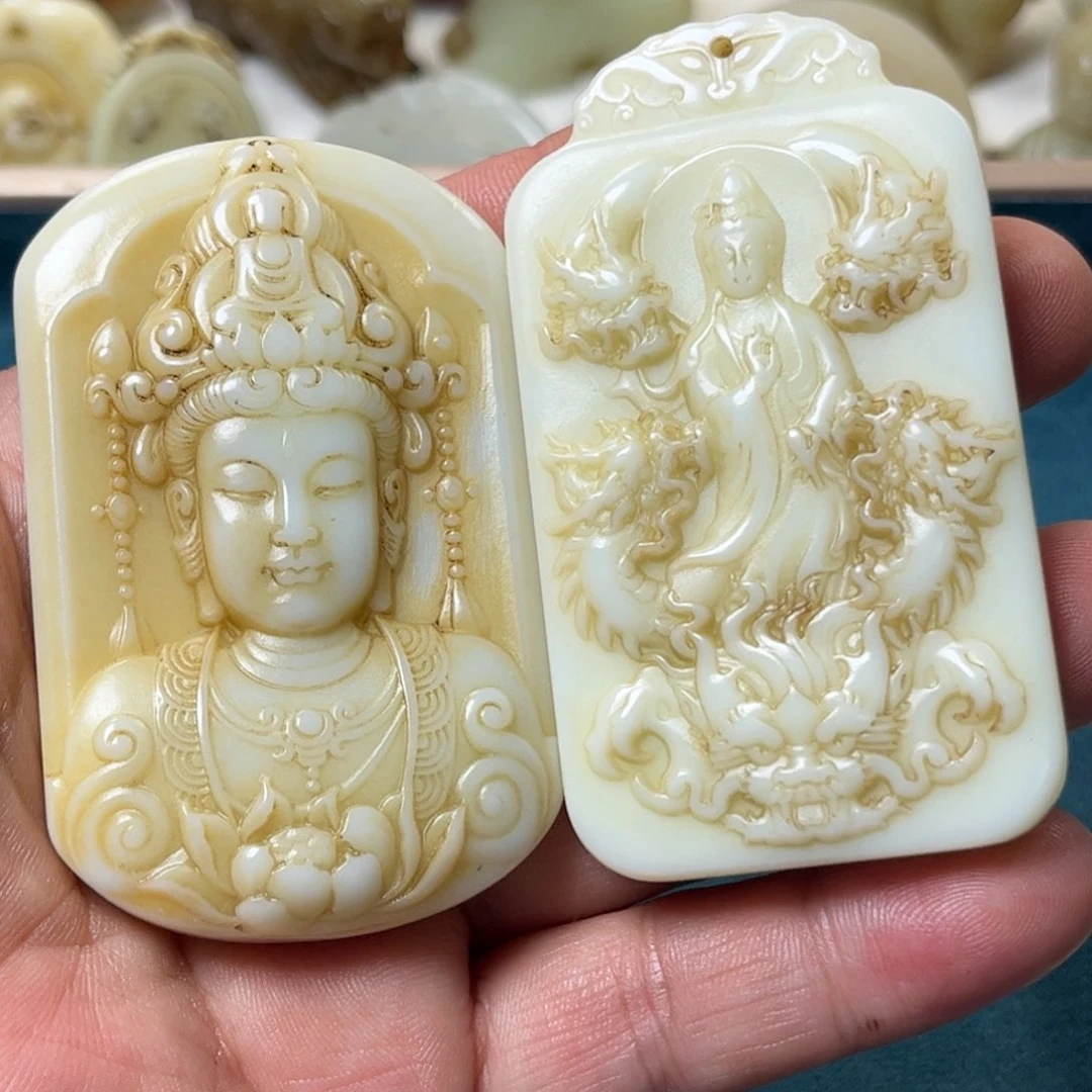 ༺***࿐和田玉未镶嵌颈饰