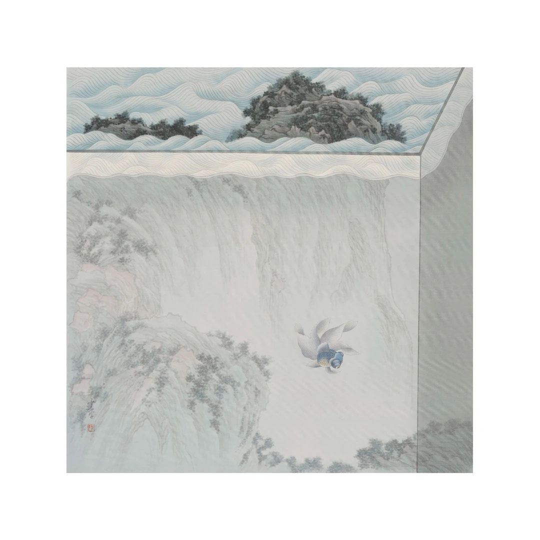 蹬红走绿 | 任少平 当代艺术家新中式山水绢本工笔原作绘画收藏