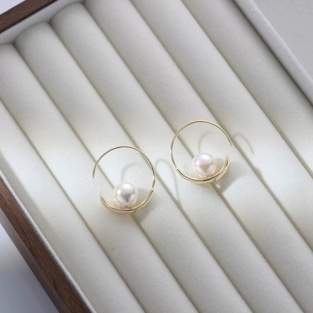 铜合金仿珍珠耳饰 小众独特设计感白色时尚仿珍珠耳环A103