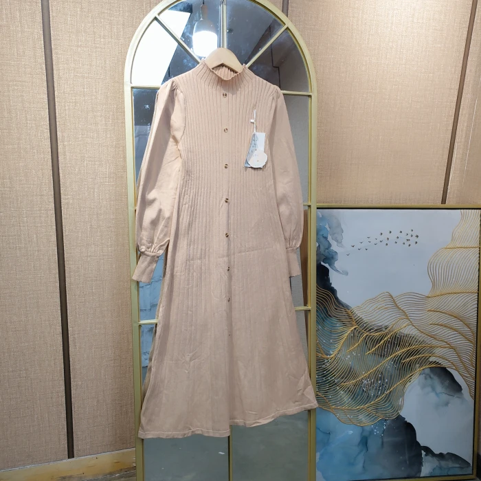 AE841孕妇咖色针织连衣裙90-140