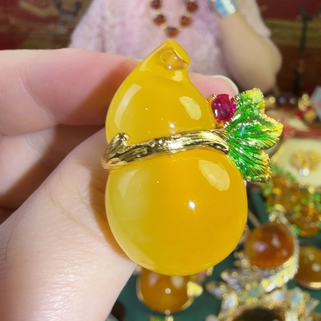 蜜蜡银S925镀金镶嵌戒指