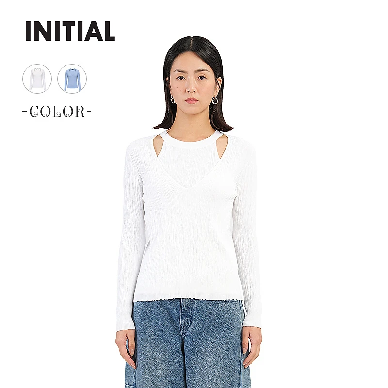 【商场同款新品】INITIAL25春季新款假两件针织内搭女25SOTFLMXX100