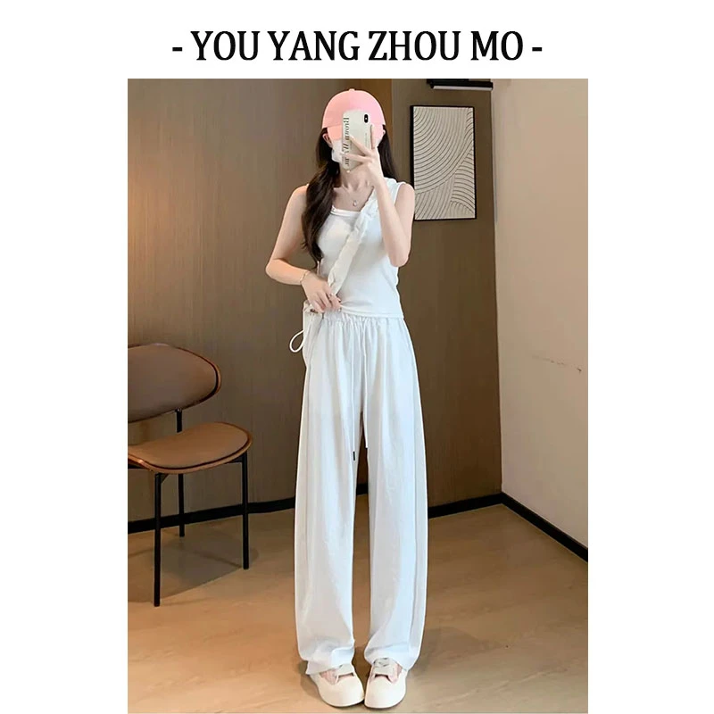 【茶芙巷】 夏款冰丝高腰显瘦弯刀裤休闲裤BC1364【YJL】