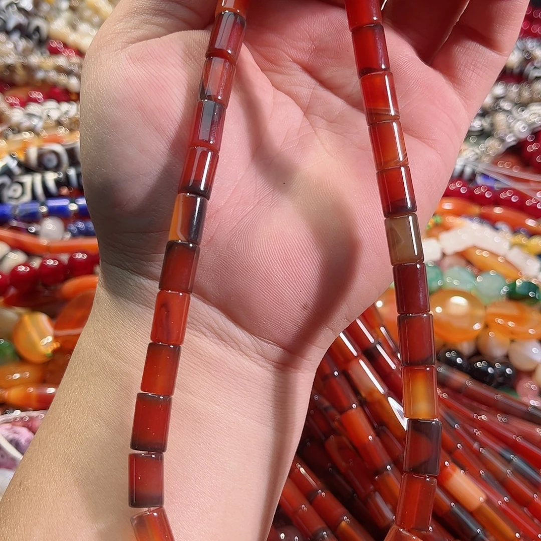 玛瑙/玉髓未镶嵌珠宝半成品梦幻玛瑙管一条8x12mm