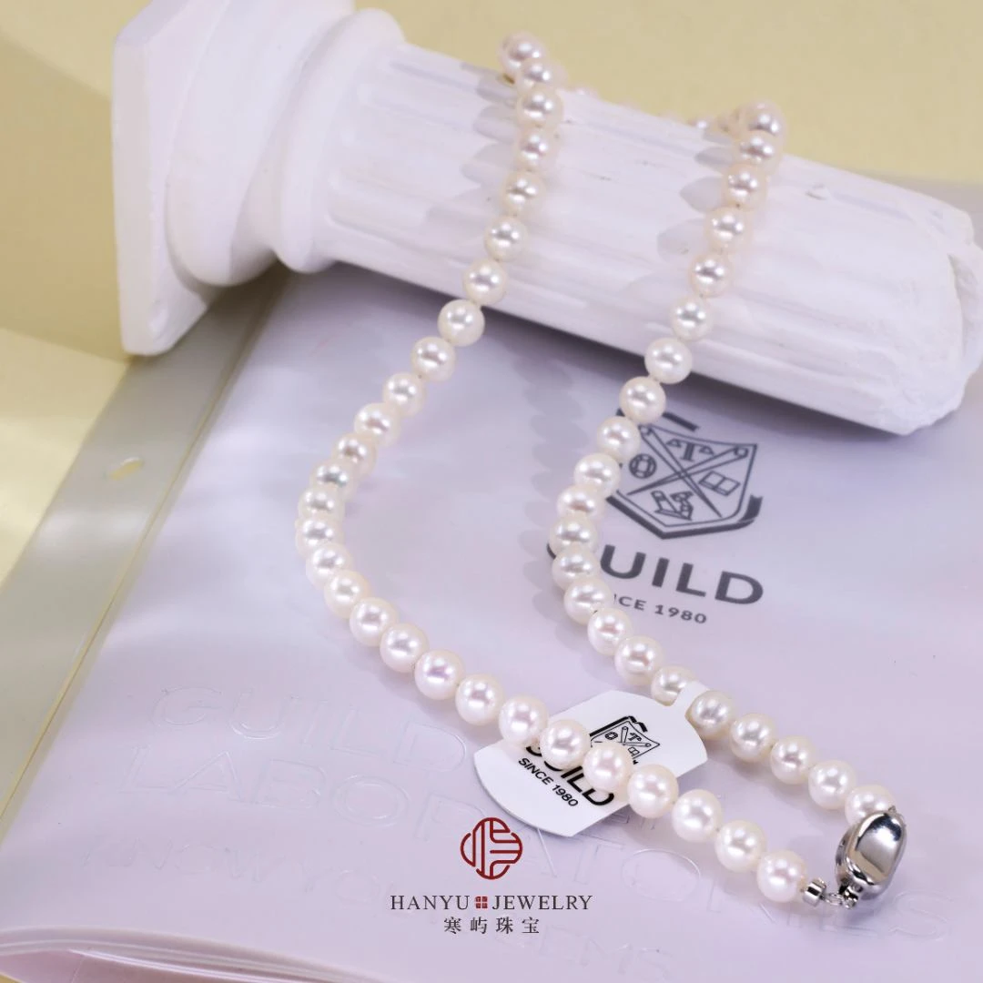 【寒屿珠宝】”五星吉尔德“淡水无核白色珍珠项链/7-8mm