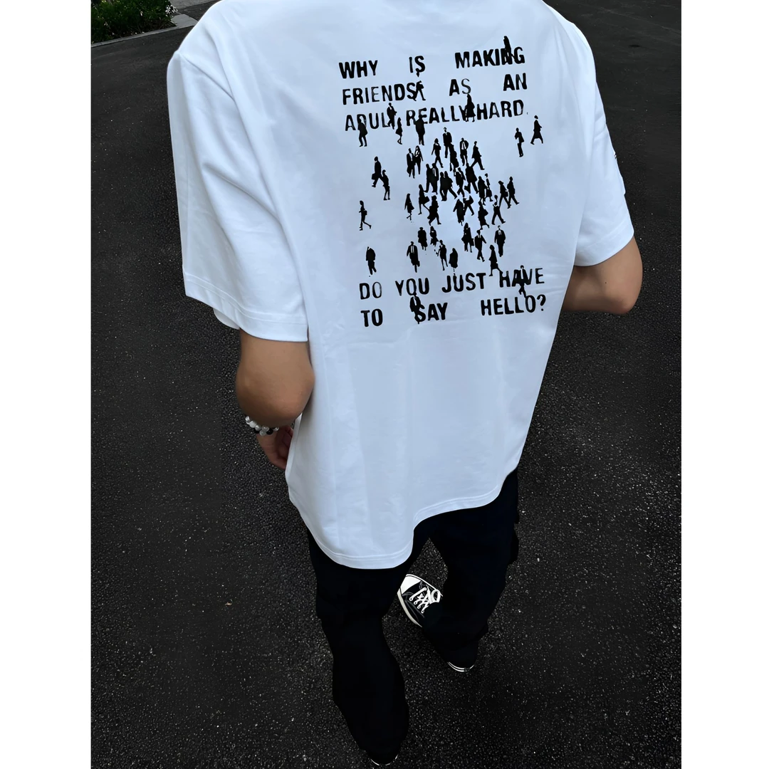 夏季美式高街字母印花短袖t恤男重磅潮牌欧美设计感小众体男生t恤