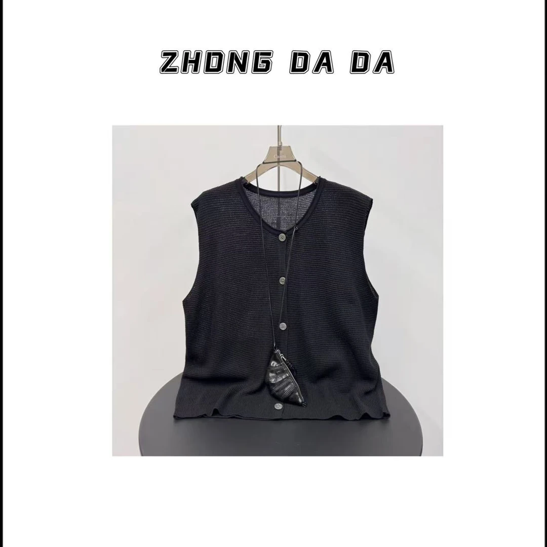 ZHONG大大【】早秋薄款针织开衫马甲坎肩高级感上衣女11961