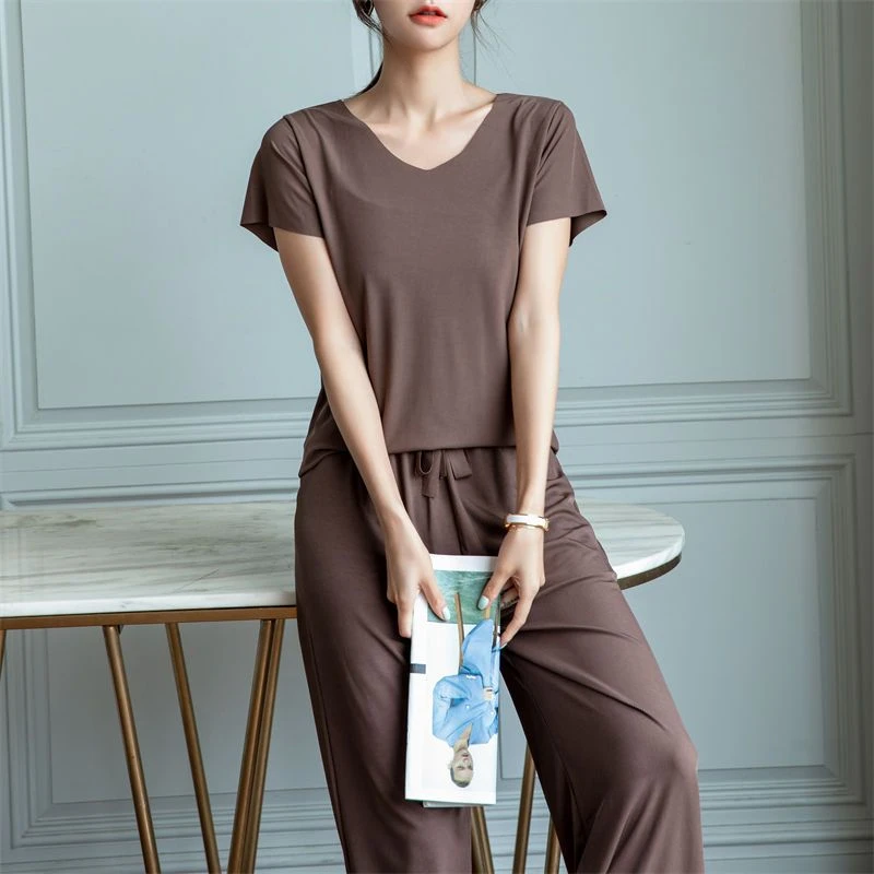 夏季冰丝大码睡衣女款爆款2025新款套装夏天女士可外穿家居服套装