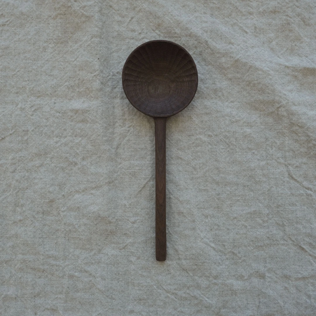 梵华定制款胡桃木樱桃木手作豆勺 汤勺家用复古磨砂餐勺