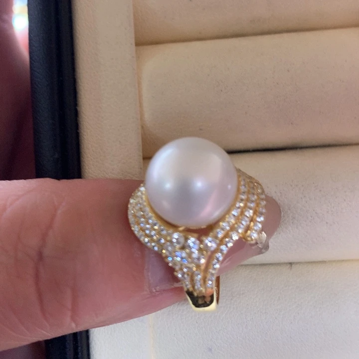 银S925镶嵌戒指海水珍珠