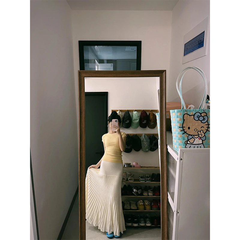 2026秋季新款时尚欧若风修身短袖t恤女高腰百搭显瘦半身裙两件套