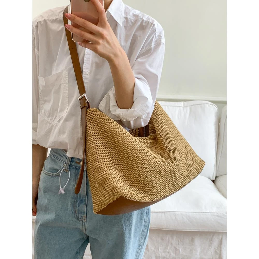 夏日流行爆款草编包包女2025新款海边度假单肩包大容量编织斜挎包