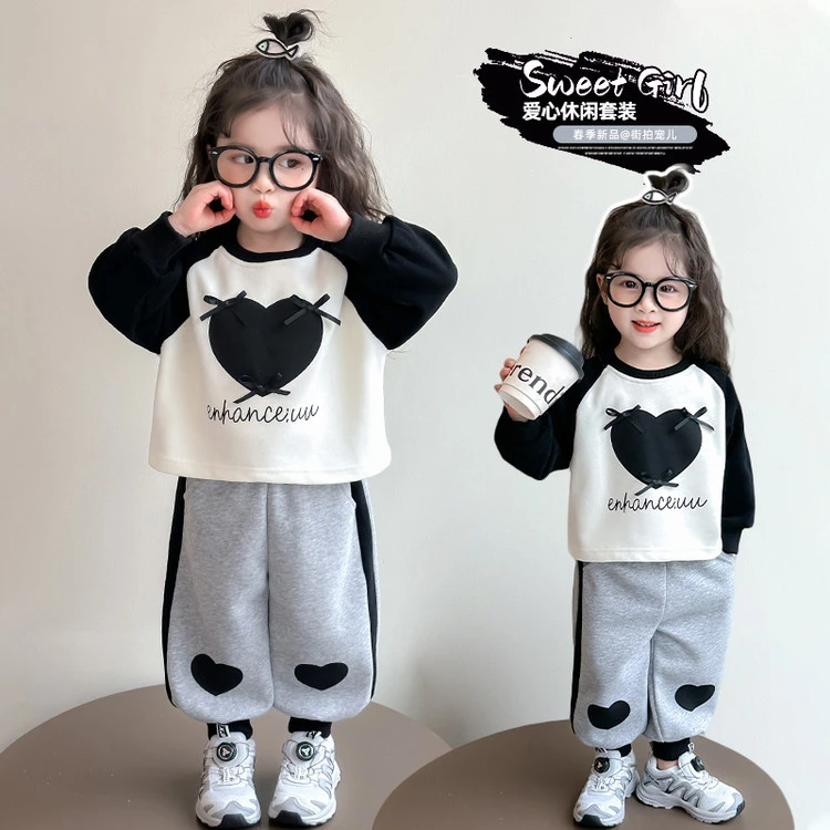女童秋装套装2025新款洋气时髦儿童装炸街女宝宝春秋款运动两件套