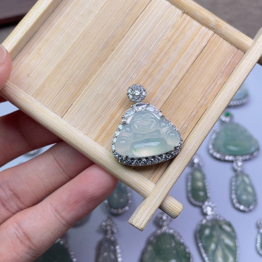 翡翠银S925镶嵌吊坠(不含链)