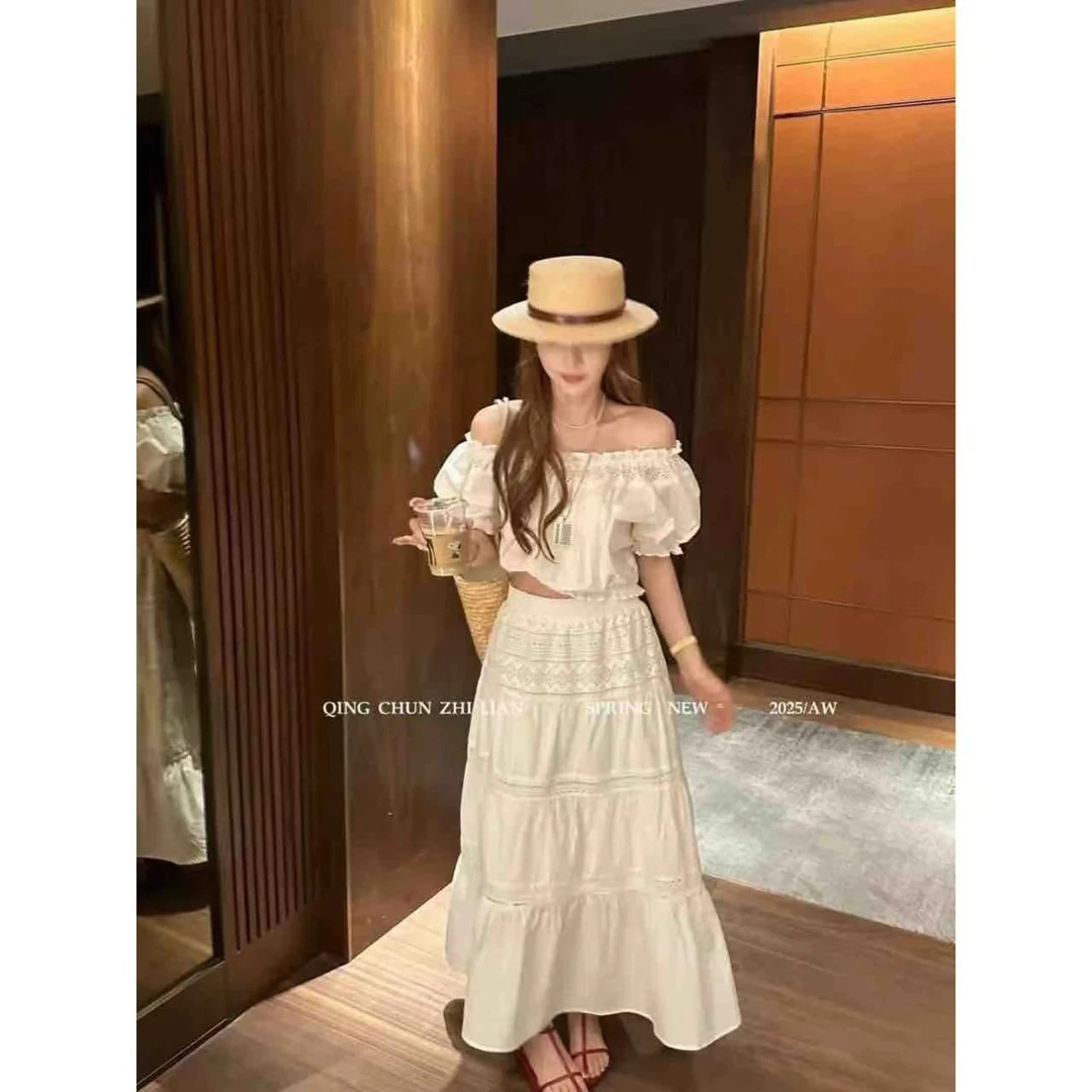 【862】纯欲风通勤时尚套装短袖套装高腰法式时尚显瘦复古小众