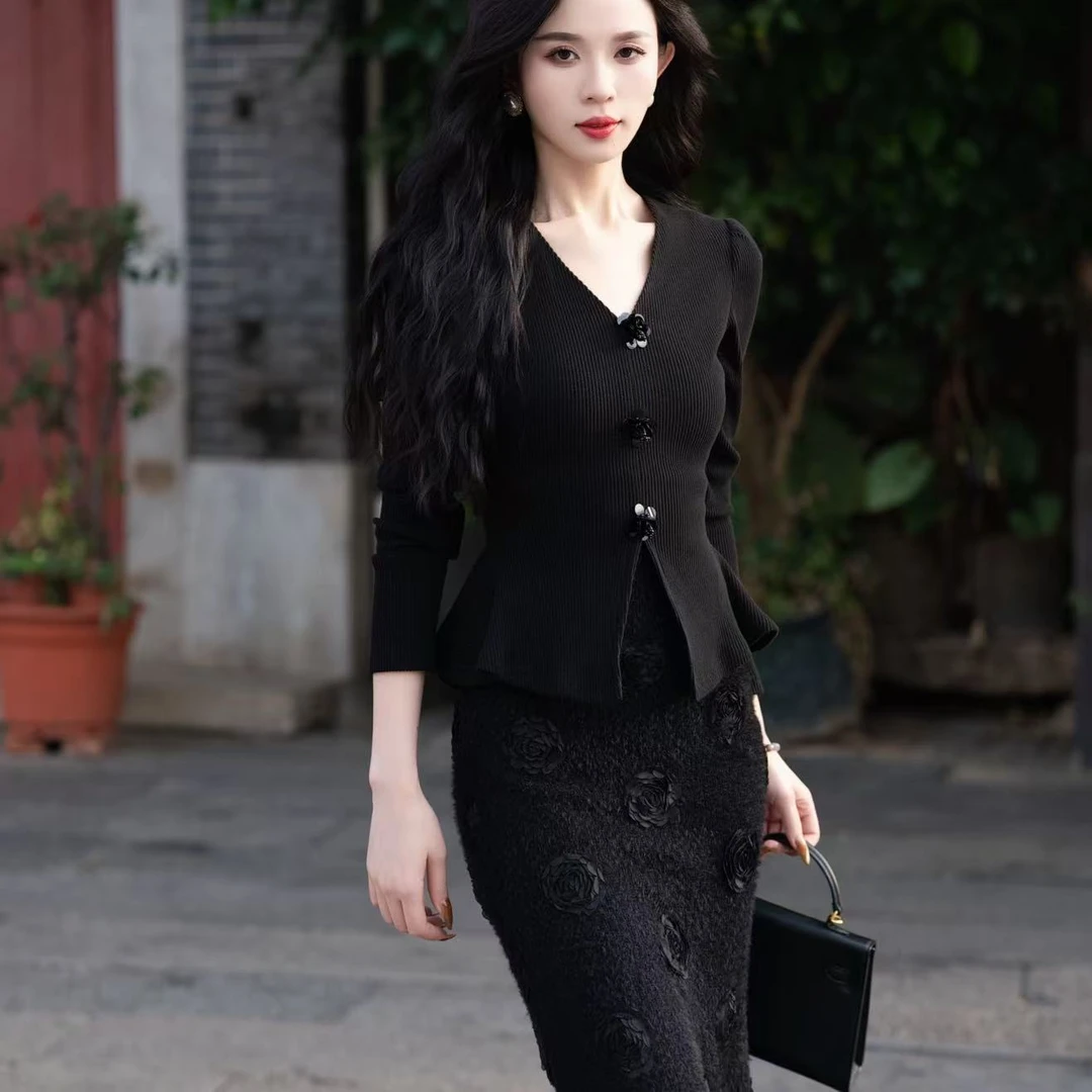 【yola】玫瑰小姐冬季新款高级法式气质显瘦鱼尾连衣裙-YL11193