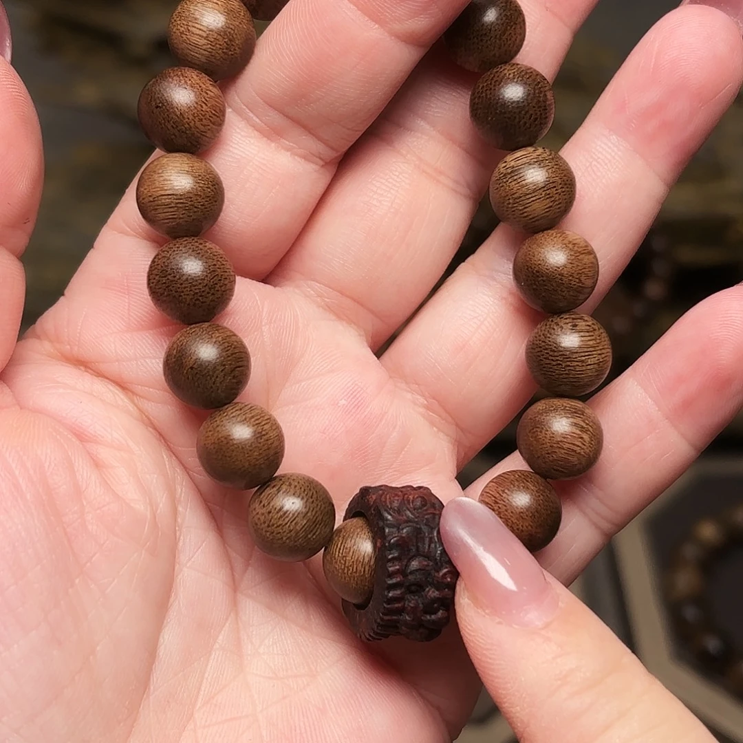 手串沉香富森红土帝王料限量1.0➕降真香跑环雕刻