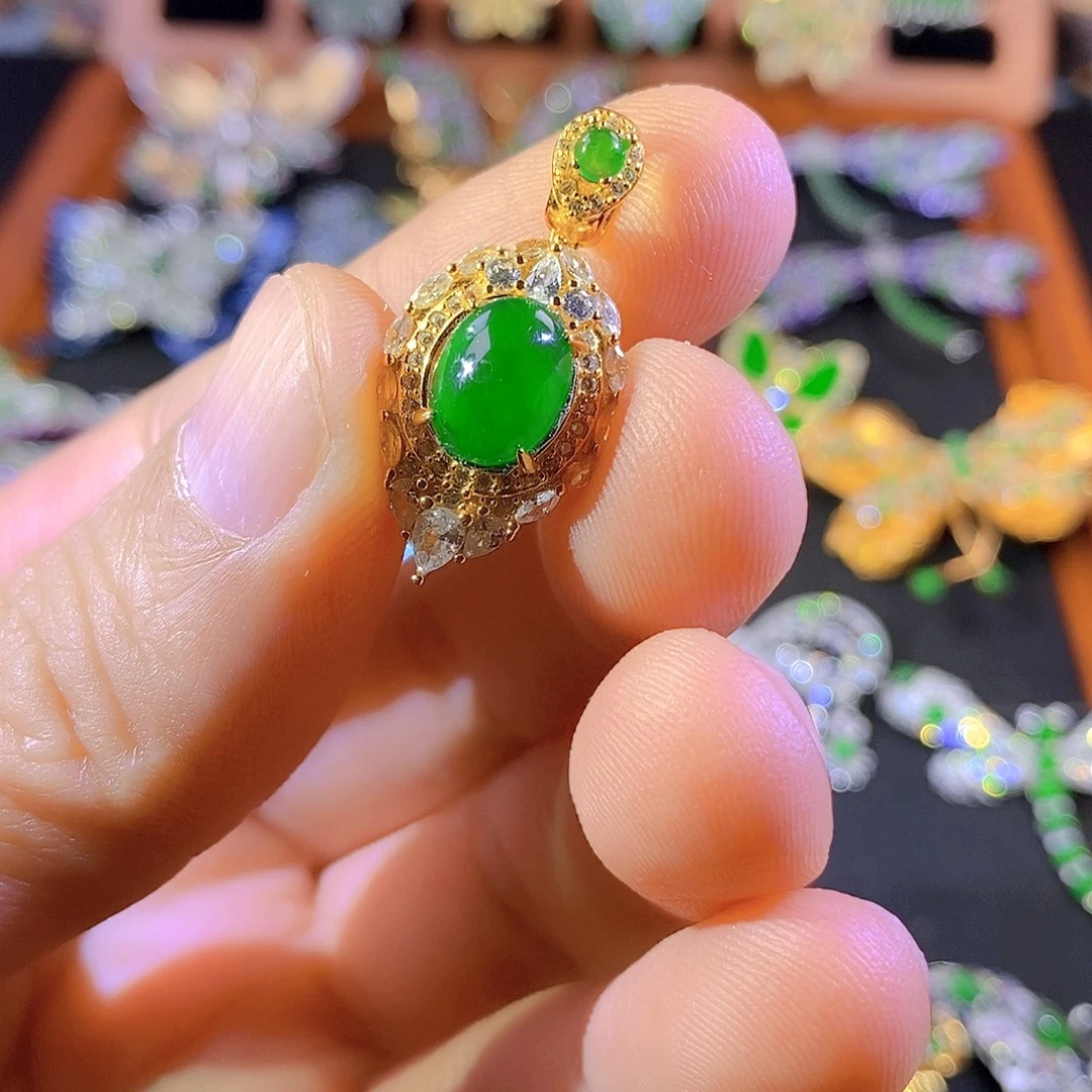 翡翠银S925镶嵌颈饰