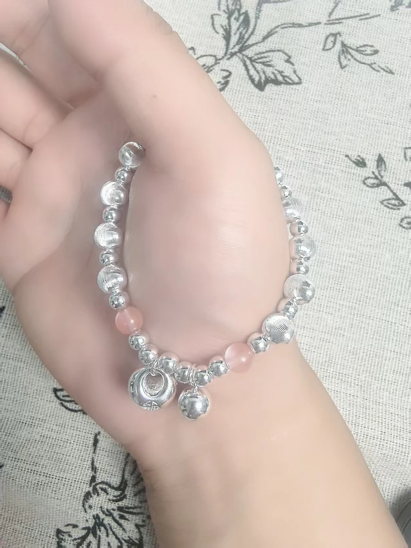足银9999小福袋手链弹力绳款女款小众时尚百搭款