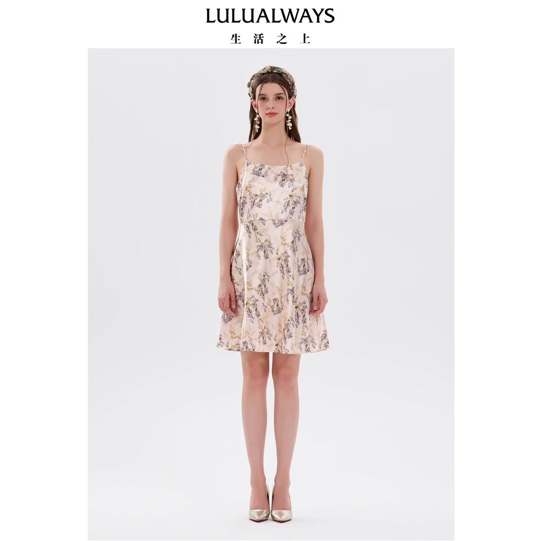 【芊芊专属】LULUALWAYS25夏季新款浪漫风吊带碎花丝滑连衣裙睡衣