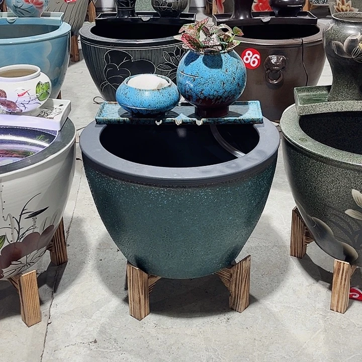 小***》景德镇陶瓷鱼缸艺术直径62高度42