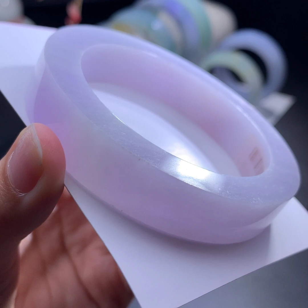 未镶嵌粉紫翡翠手镯定制翡翠