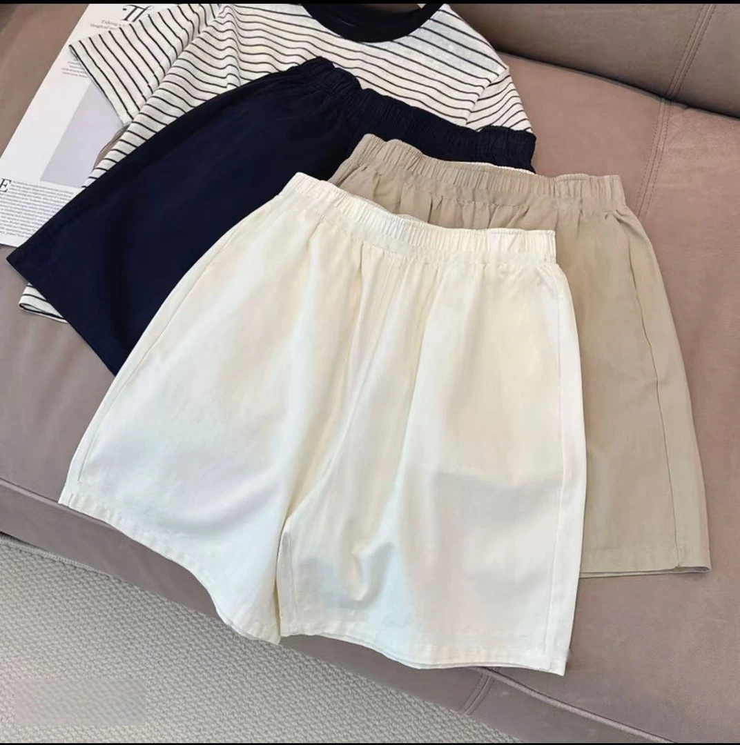 白色纯棉短裤女夏季新款高腰a字休闲阔腿裤外穿显瘦百搭运动裤潮