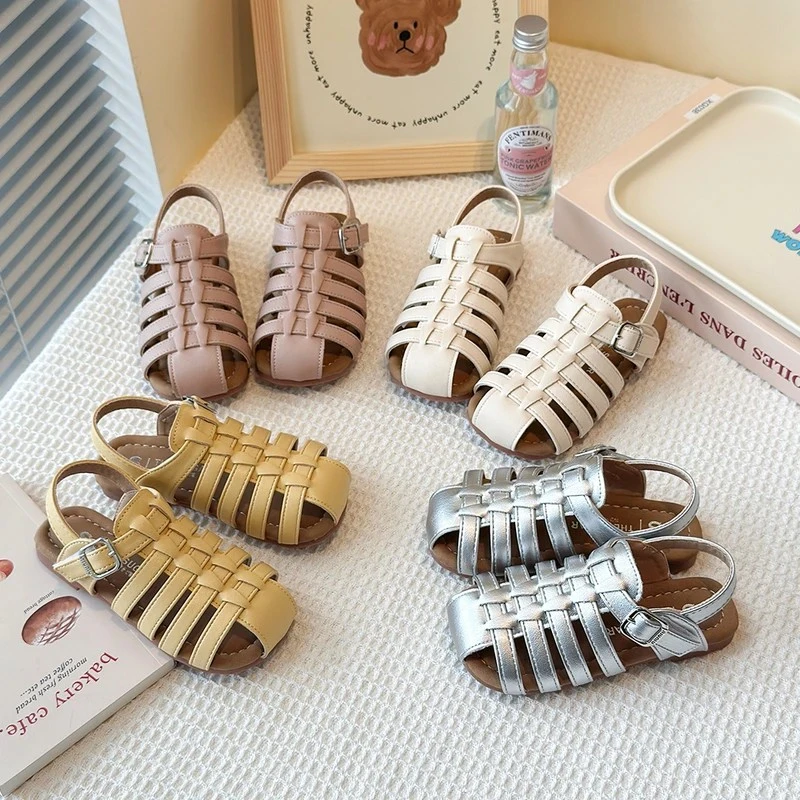 韩版儿童博肯凉鞋夏季女童罗马鞋包头镂空沙滩鞋防滑宝宝童鞋3