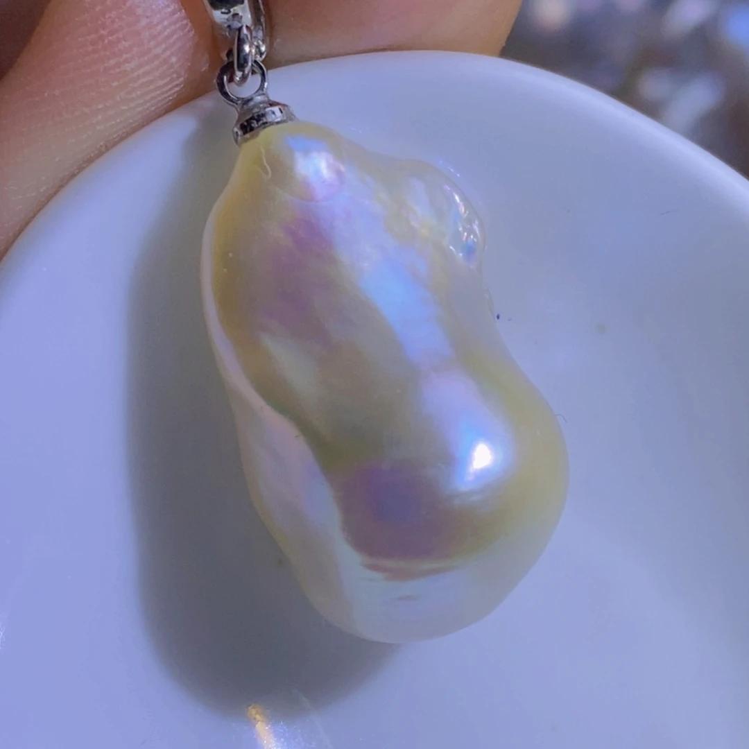 银S925镶嵌淡水珍珠微瑕