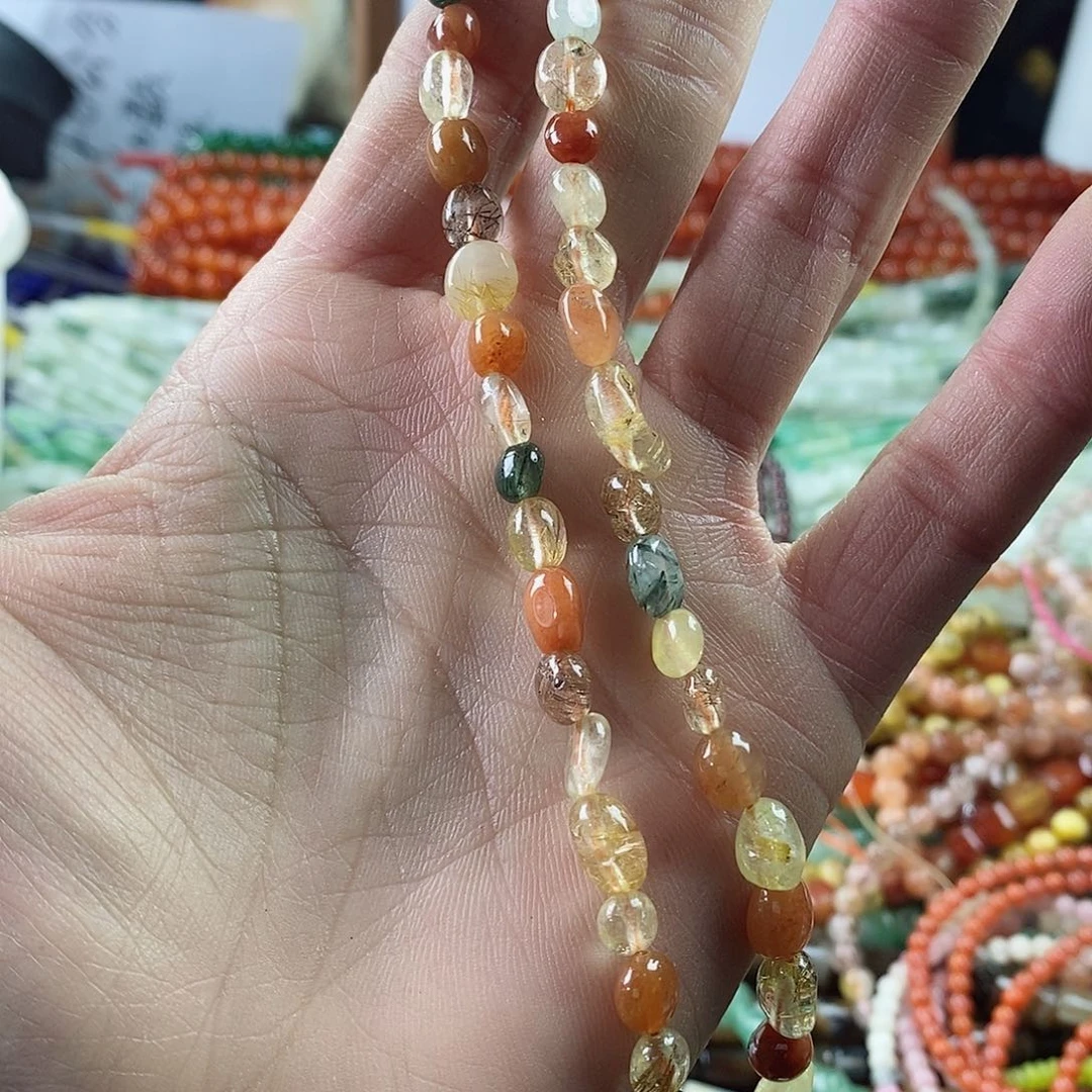 玛瑙/玉髓珠宝半成品合金一条天然发晶多宝随行E15