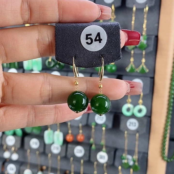 和田玉耳饰18K金镶嵌o****ο