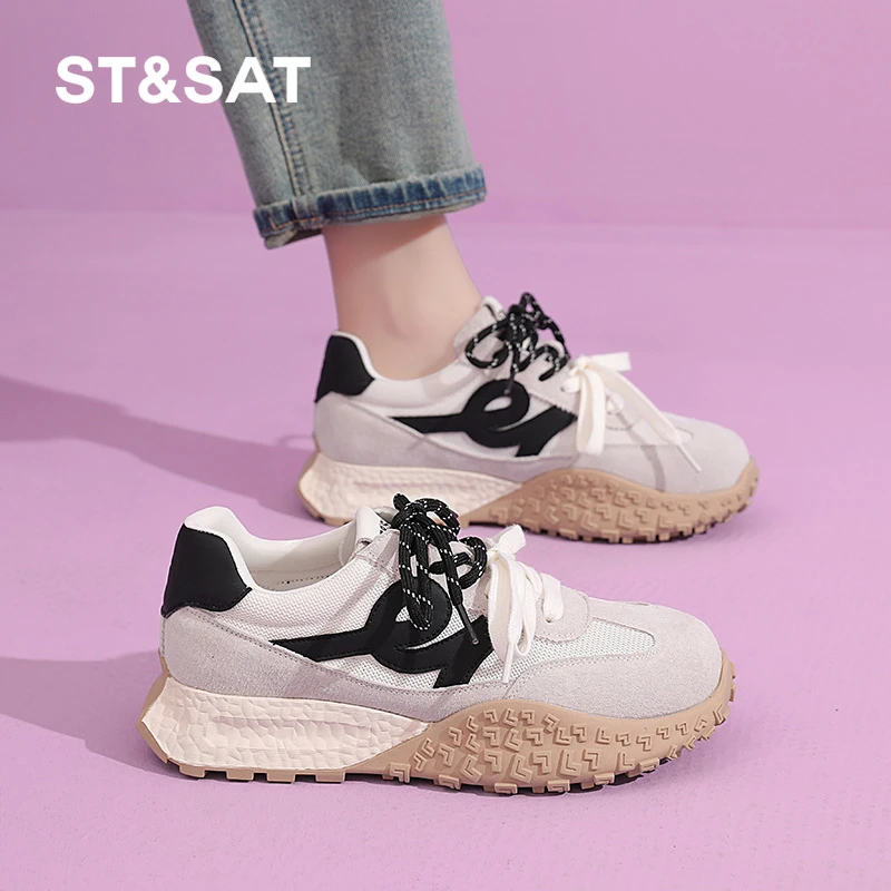 星期六女鞋舒适百搭运动休闲鞋2025秋季新款软底德训鞋爆款阿甘鞋