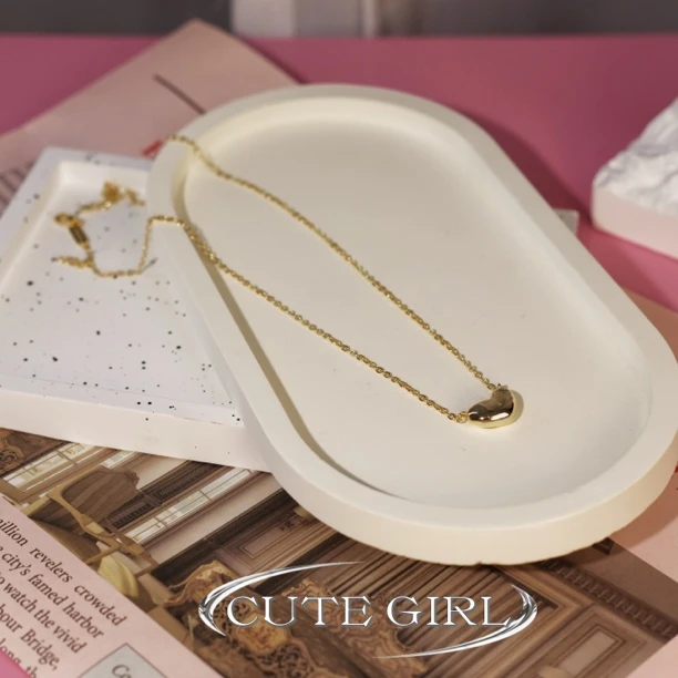 铜合金锆石项链 CUTEGIRL公主必入鎏金小甜豆项链