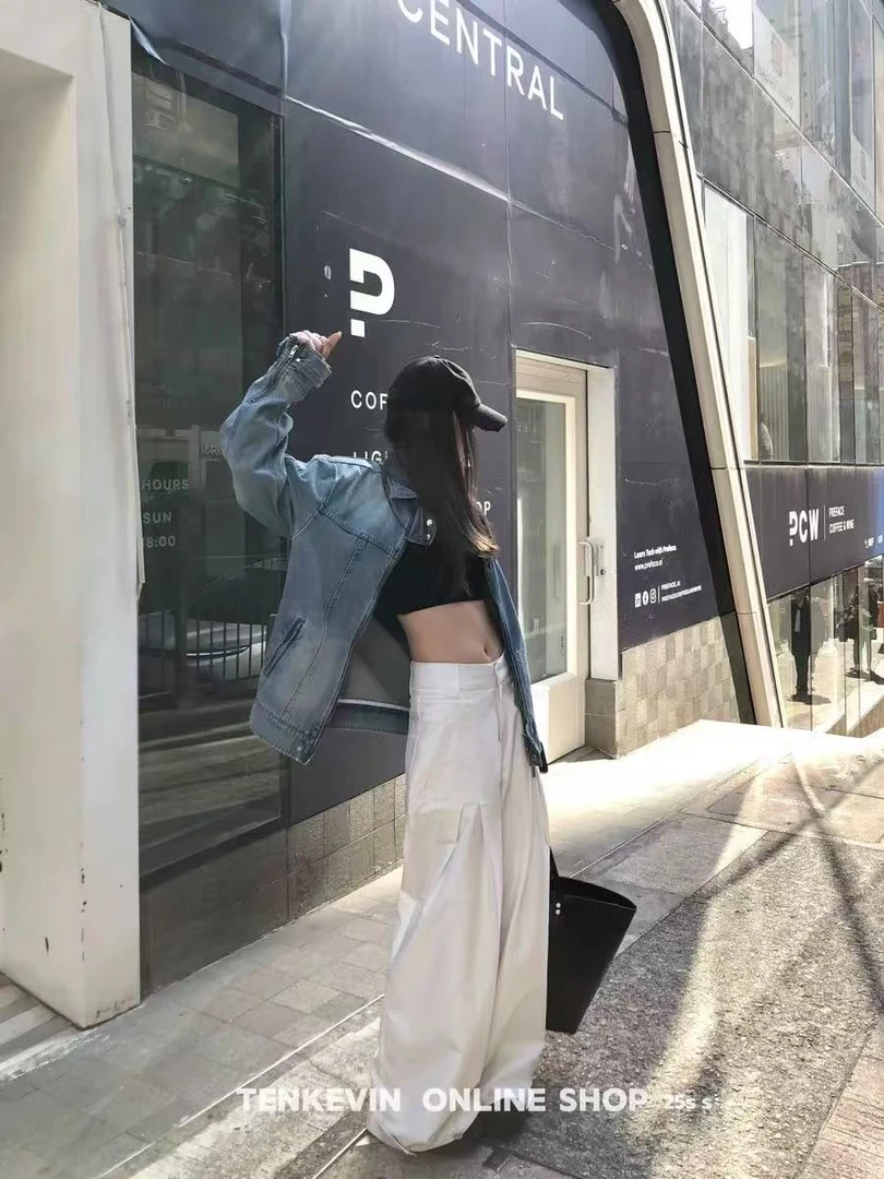 A5-2白色“纯色”直筒裤