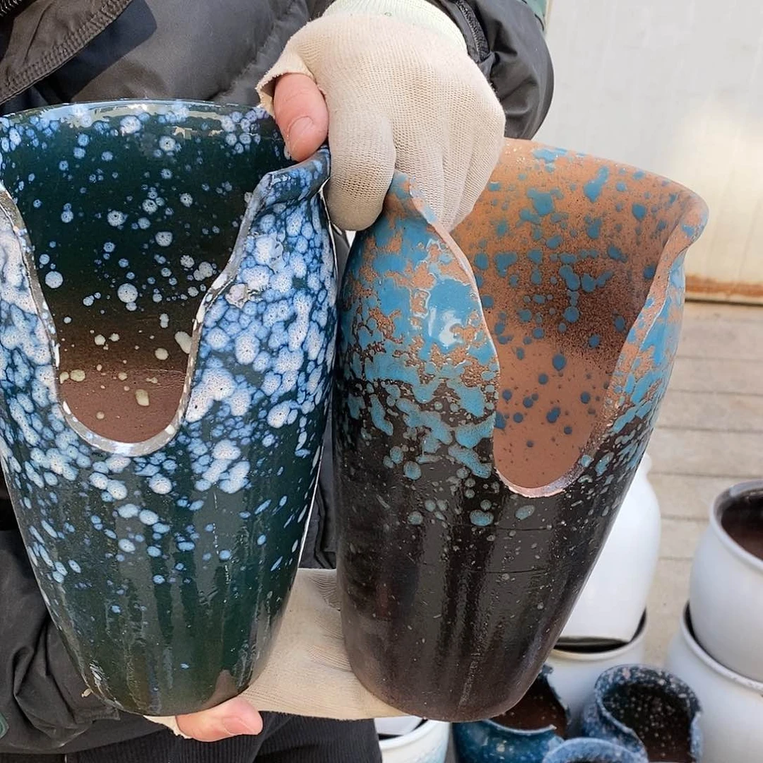 紫砂花盆瑕疵口15高25瑕疵