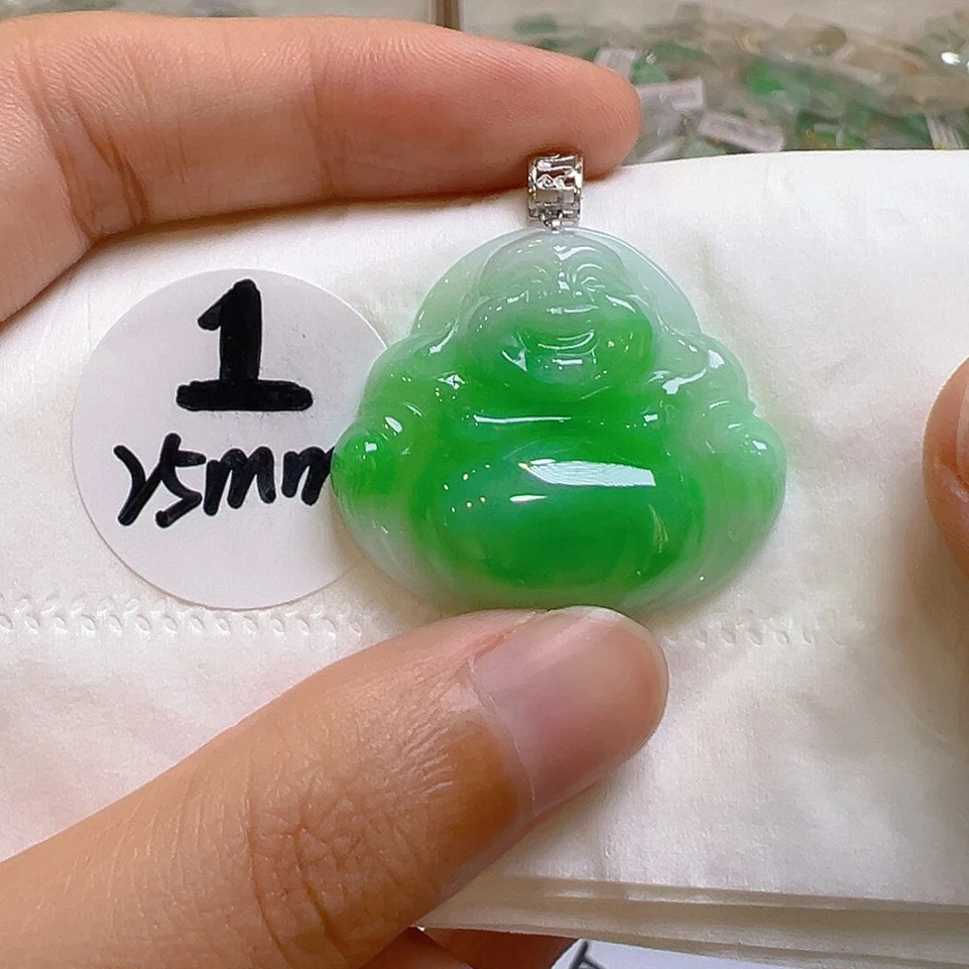 翡翠18K金镶嵌吊坠(不含链)翡翠