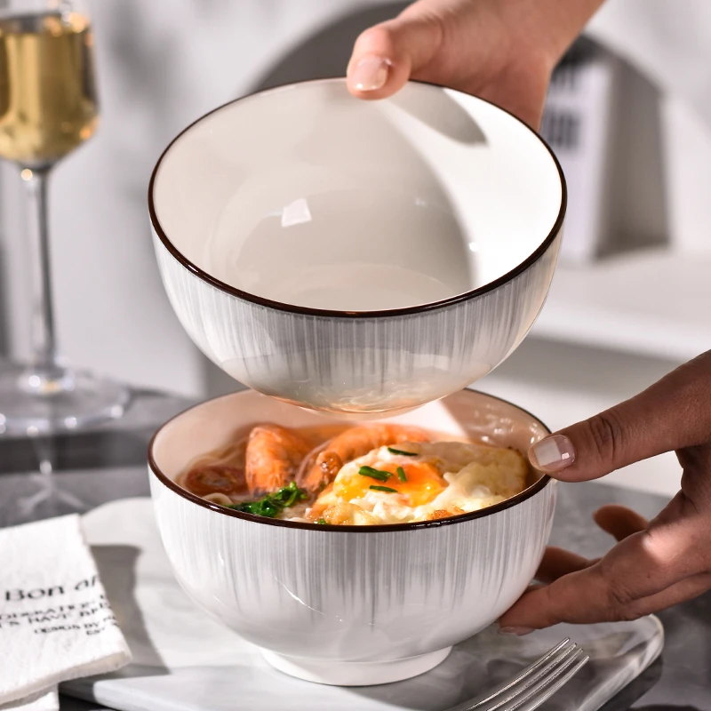 新款陶瓷面碗家用高级感釉下彩高颜值特别好看的汤面餐具碗汤碗