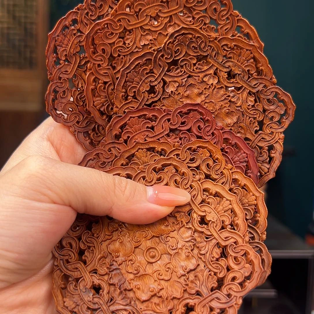 竹雕刻雕花杯垫雕刻