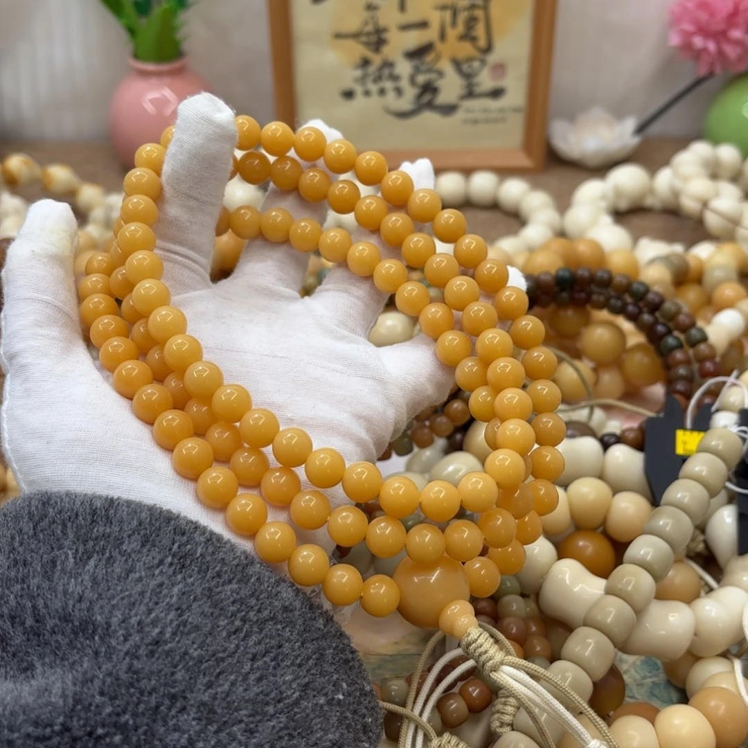 吊坠菩提根/象牙果10干磨缅料念珠103