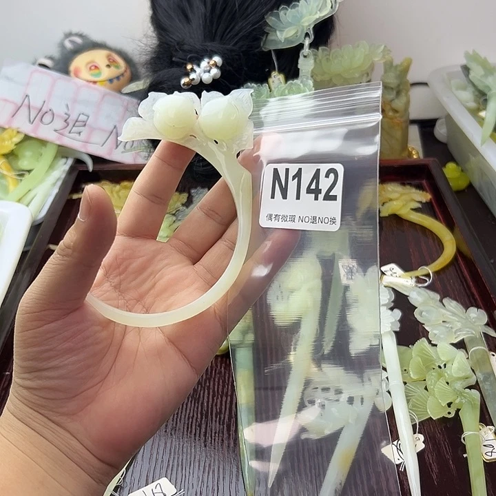 合金蛇纹石玉发饰小*