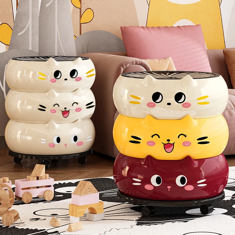 南瓜垃圾桶家用新款客厅卡通高档滑轮垃圾篓卧室厨房卫生间纸篓