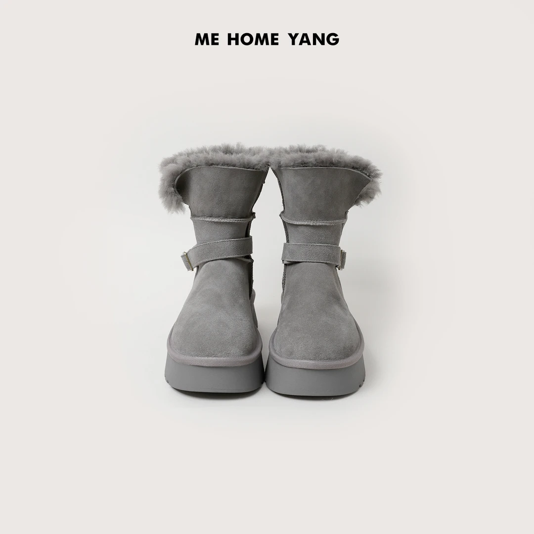 ME【骑士中筒雪地靴】磨砂感厚底防滑加绒保暖百搭鞋子MEQA4576