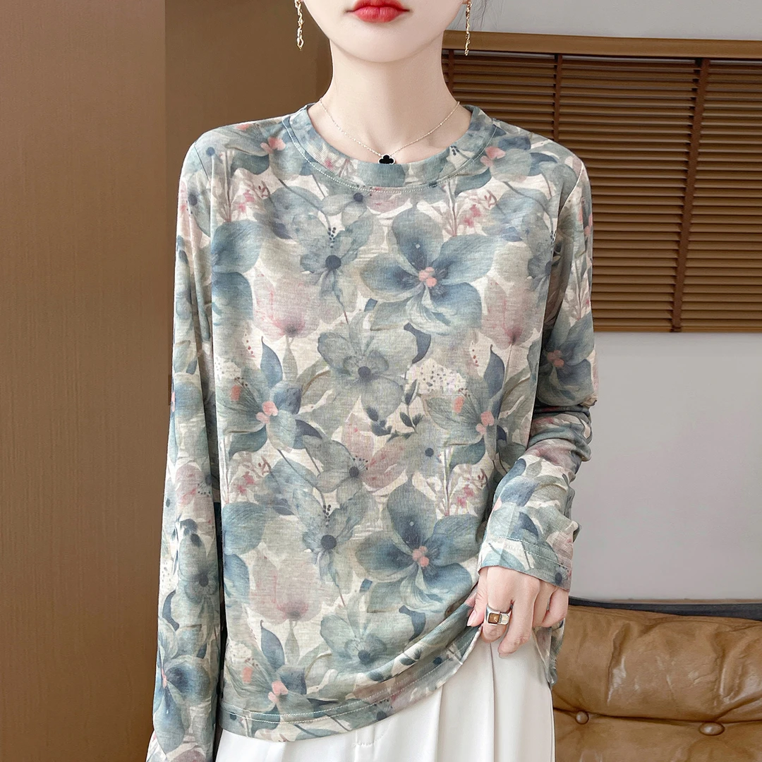 哥弟阿玛施正品2025秋季新款长袖圆领新花型T恤修身百搭洋气上衣