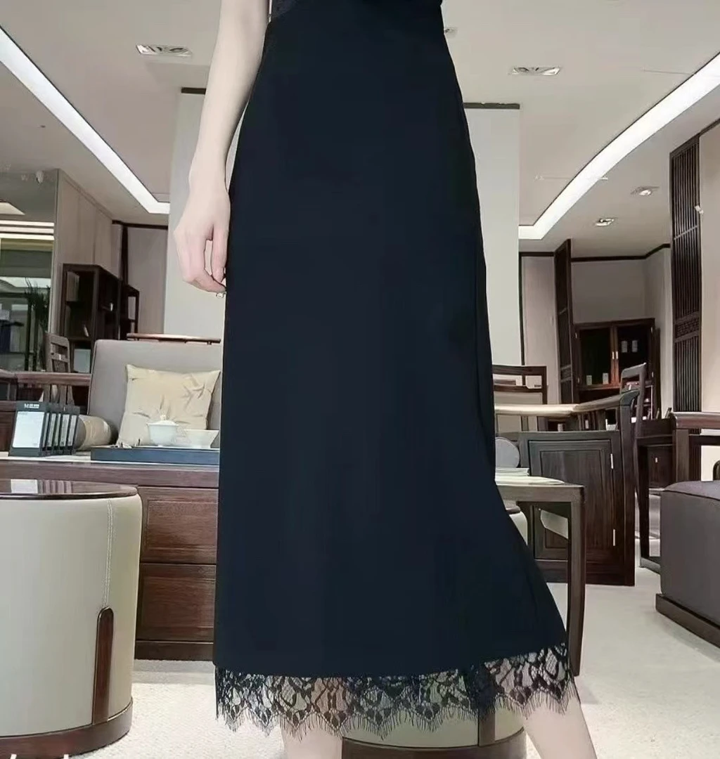 高腰显瘦时尚开叉中长款半身裙8829