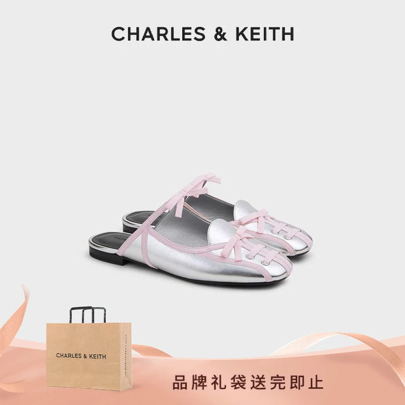 CHARLES & KEITH蝴蝶结芭蕾舞穆勒鞋甜心拖鞋 CK1-70580257