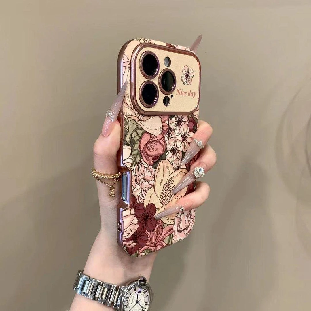 轻奢高级复古油画花朵苹果16promax手机壳16大视窗15/14/13/12/11