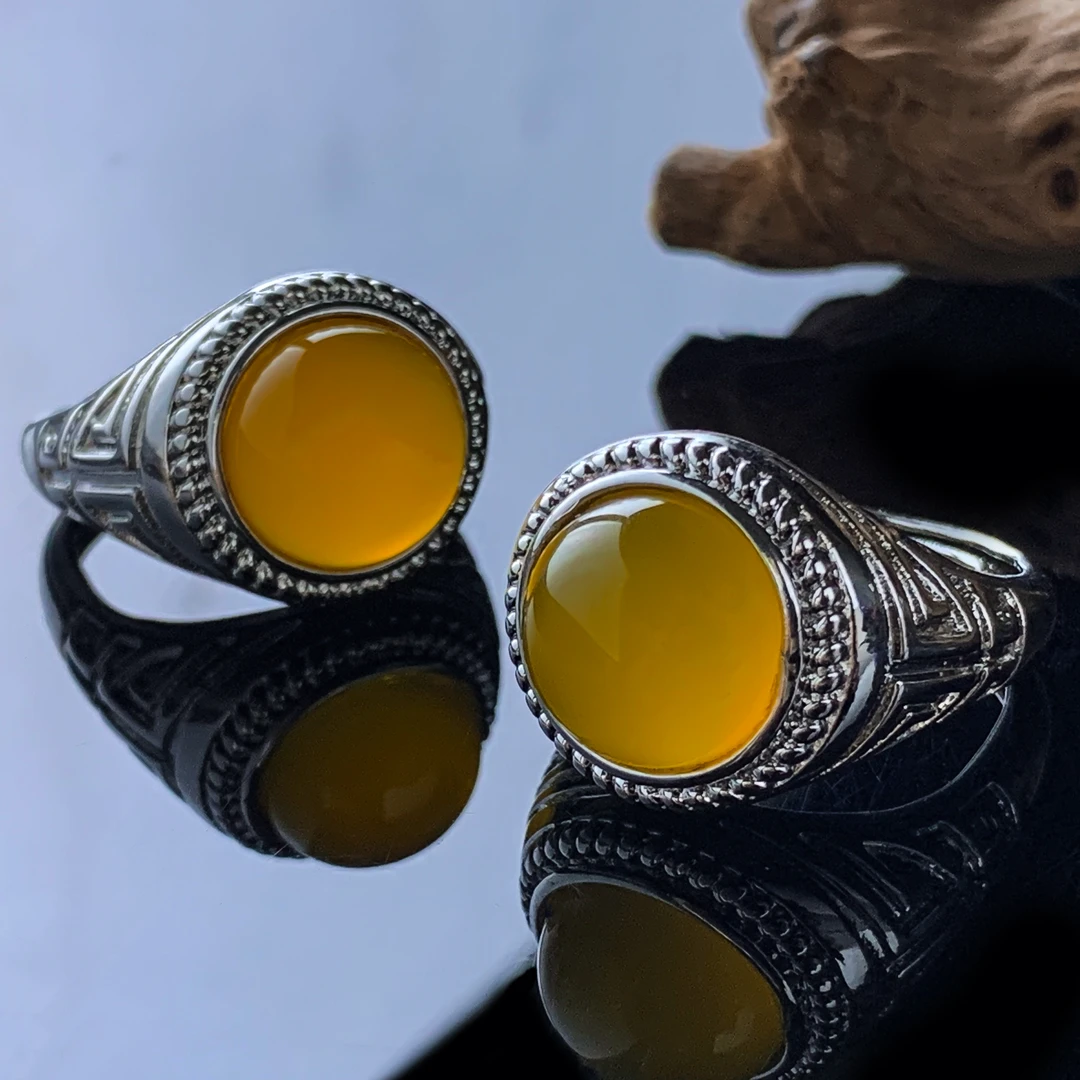 ST8116【福嘟嘟珠宝】牛黄宝黄玛瑙戒指-送礼佳品-多样性只发一件