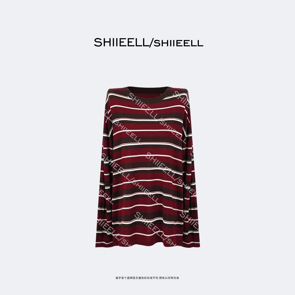 SHIIEELL【温网条纹衫】重磅可机洗绵羊毛混纺撞色条纹针织衫Z7275